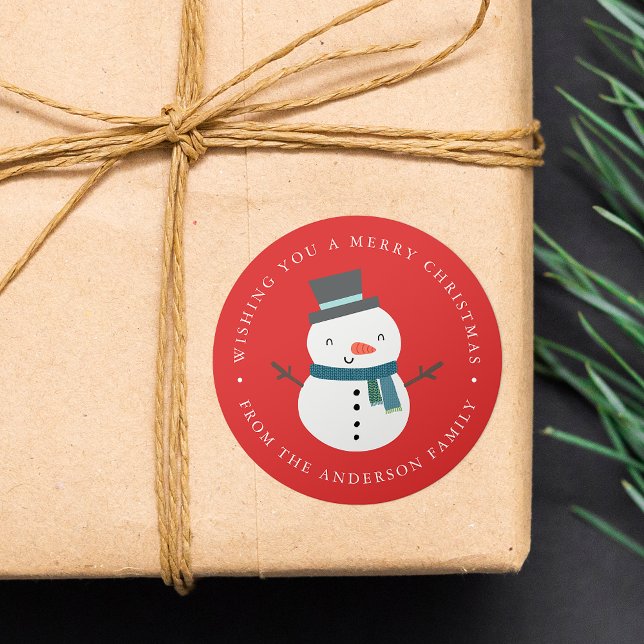 Winterfreunde | Snowman Holiday Runder Aufkleber (Von Creator hochgeladen)