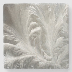 Winterfrost-Eiskristall grau weiß elegant Steinuntersetzer