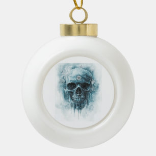 Winterfrost-Schädel Keramik Kugel-Ornament