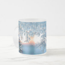 Winterfrosteis Kristallblau, graue Tasse