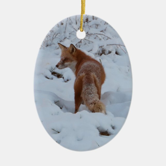 Winterfuchs Keramik Ornament (Vorne)
