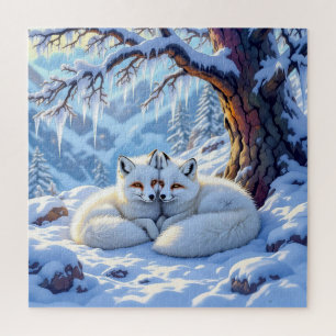 Winterfüchse an einem schneereichen Wintertag
