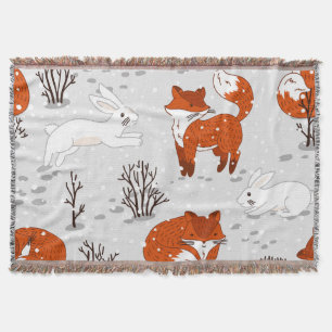 Winterfüchse Bunny Seamless Muster Decke