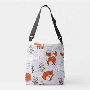 Winterfüchse Bunny Seamless Muster Tragetaschen Mit Langen Trägern