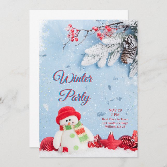 Winterful Party Invitation (Devant / Derrière)