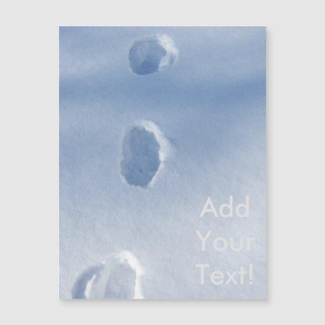 Winterfußabdrücke im Schnee Magnetkarte (Vorderseite)