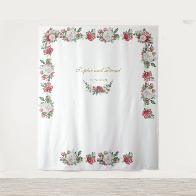 Wintergarland Xmas Hochzeitssaison Foto Stand Hint Wandteppich (Vorderseite)