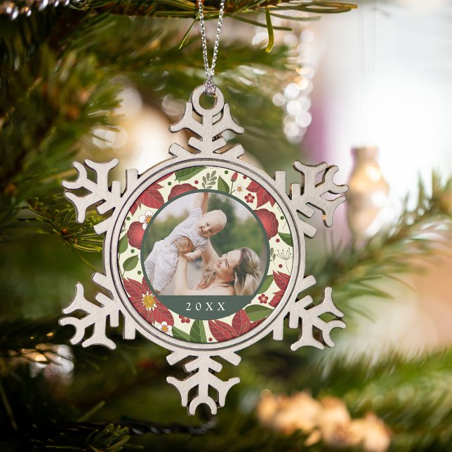 Wintergarten | Kundenspezifisches Foto und Jahr Schneeflocken Zinn-Ornament (Von Creator hochgeladen)