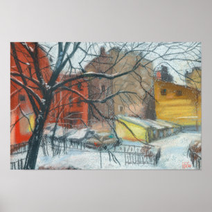 Wintergarten Landschaft Pastellfarben Malerei Kuns Poster