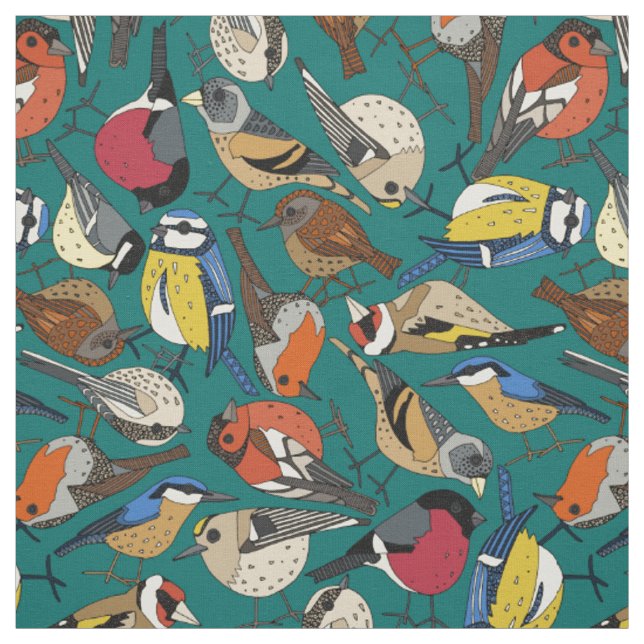 Wintergarten Vögel Viridian Stoff (Muster)