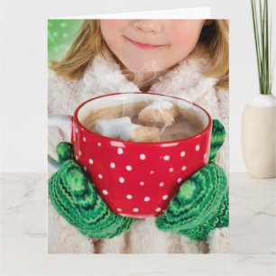 WINTERGEBURTSTAG NIEDLICH KLEINE MÄDCHEN MIT CUP-K KARTE