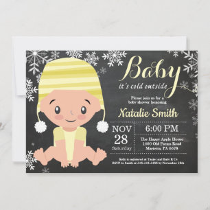 Wintergelbe Babyparty-Einladung auf Schiefertafel Einladung