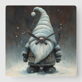 Wintergenom im Schneewald Quadratische Wanduhr