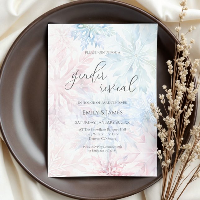 Wintergeschlecht offenbart Party Rosa Blaue Schnee Einladung (Von Creator hochgeladen)