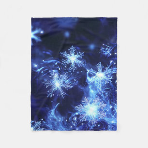 Winterglanz Blaue Schneeflocken Fleecedecke