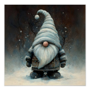 Wintergnom in einem verschneiten Wald Poster