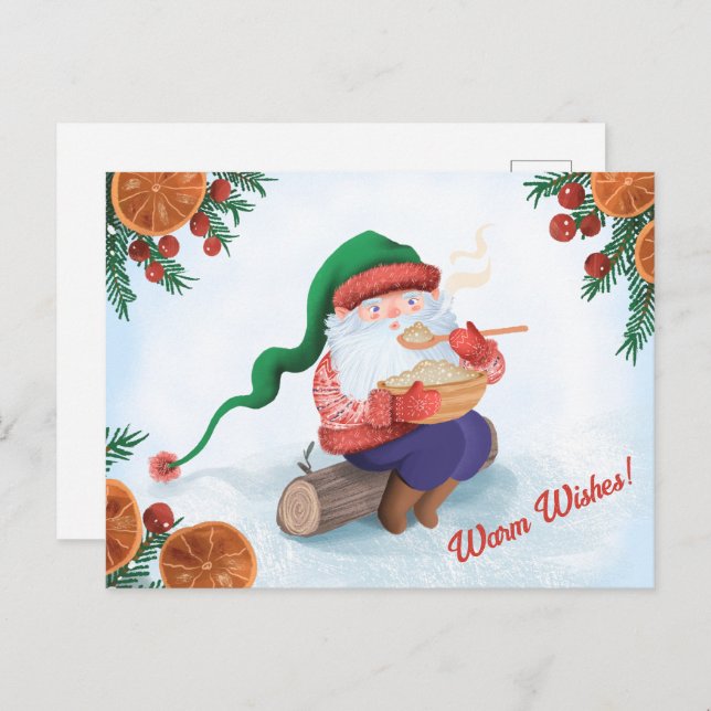 Wintergnome im Schnee Postkarte (Vorne/Hinten)