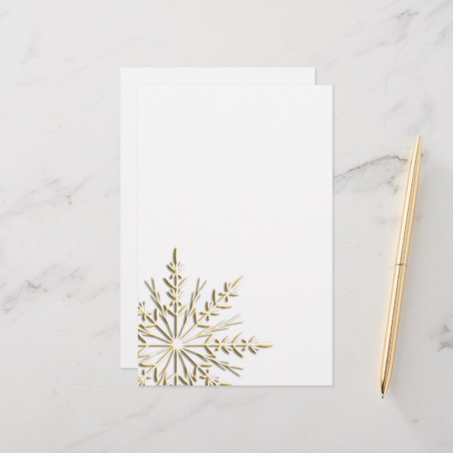 Wintergoldene Snowflake-Stationerie Briefpapier (Vorderseite/Rückseite Beispiel)