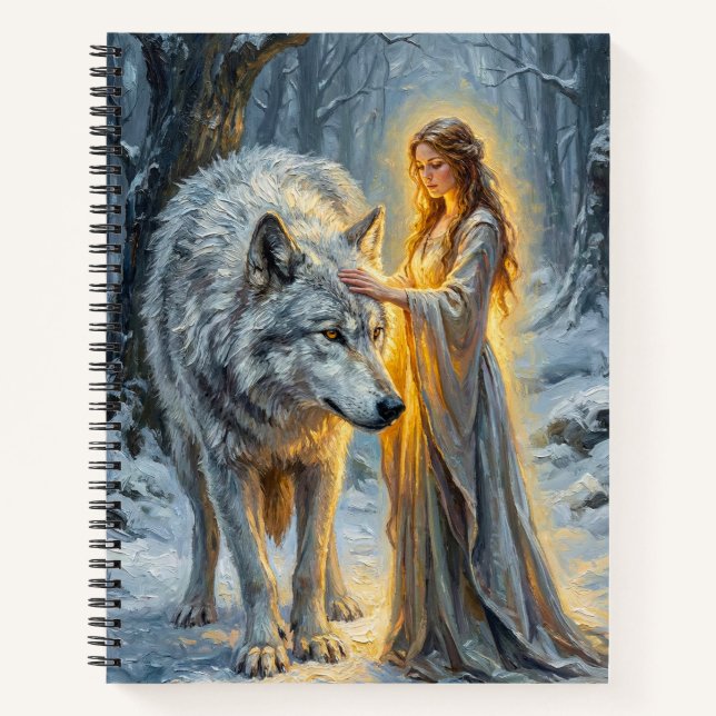 Wintergöttin & Weißer Wolf Notizbuch (Vorderseite)