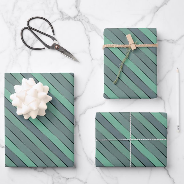 Wintergraue und graue Streifen auf Aquarellpapier Geschenkpapier Set (Vorderseite)