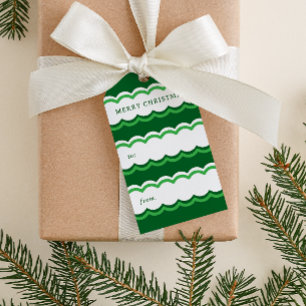 Wintergreen Preppy Scalloped Strip Weihnachten Geschenkanhänger