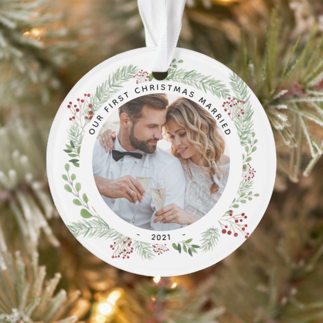 Wintergrün 1. Weihnachtsgeschmack Verheiratet Ornament (Baum)