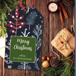 Wintergrün botanisch Merry Christmas Geschenkanhänger