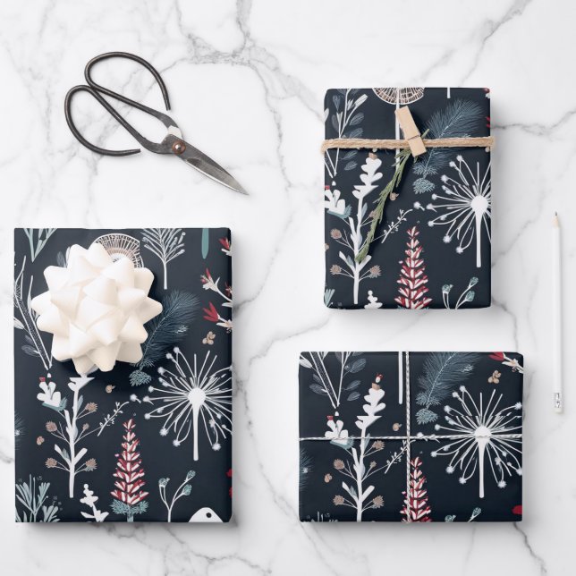 Wintergrün Botanischer Feiertag  Geschenkpapier Set (Vorderseite)