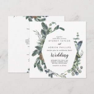 Wintergrün - Einladung zur Hochzeit vor und zurück