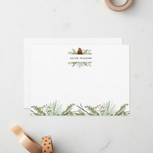 Wintergrün Elegante Monogram Note Card Mitteilungskarte