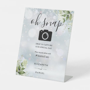 Wintergrün Floral Schrift Oh Snap Foto Sockelschild