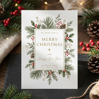 Wintergrün Frohe Weihnachten & ein glückliches neu