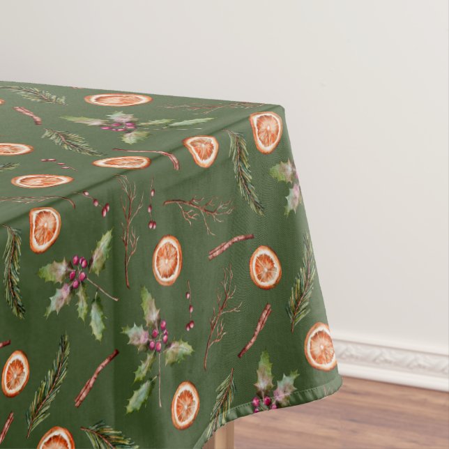Wintergrün Orange und Gewürzgrün Urlaub Tischdecke (Beispiel)