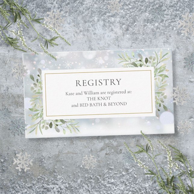 Wintergrün-Polterabend-Geschenkregister Begleitkarte (Winter Greenery Wedding Shower Gift Registry Enclosure Card)