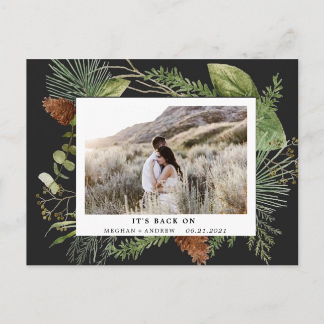 Wintergrün Save the Date Foto Postkarte (Vorderseite)