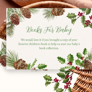 Wintergrüne Baby Shower Bücher für Baby Begleitkarte