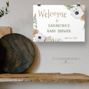 Wintergrüne Blumen-Kiefer-Baby-Shower-Willkommen Banner