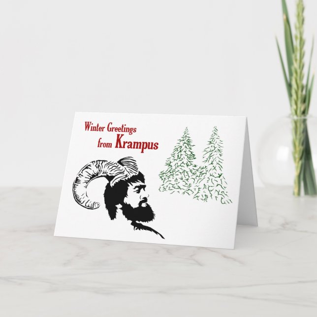 Wintergruß von Krampus Feiertagskarte (Vorderseite)