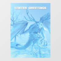 Wintergrüße. Eisdrache mit Geweih