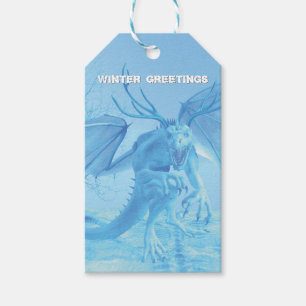 Wintergrüße. Eisdrache mit Geweih Geschenkanhänger