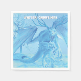 Wintergrüße. Eisdrache mit Geweih Serviette