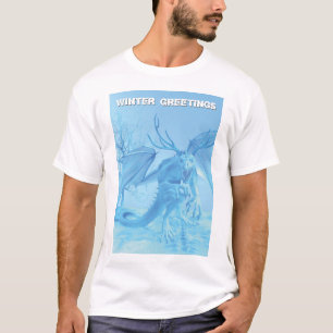 Wintergrüße. Eisdrache mit Geweih T-Shirt