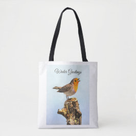 Wintergrüße. Robin singend Tasche
