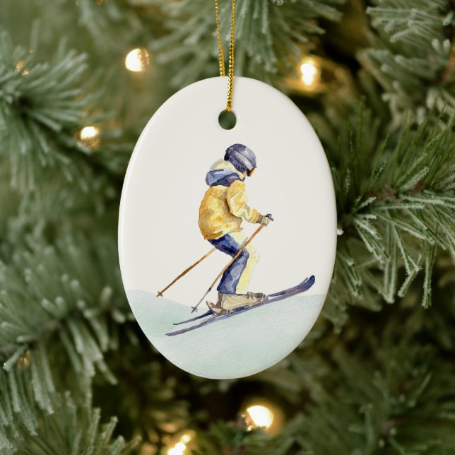 WINTERHÄNGE Skifahrer Keramik Ornament (Baum)