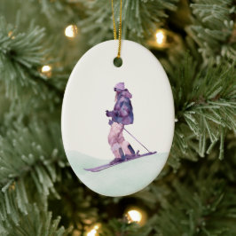 WINTERHÄNGE Skifahrer Keramik Ornament