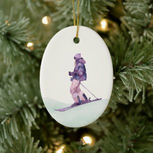 WINTERHÄNGE Skifahrer Keramik Ornament