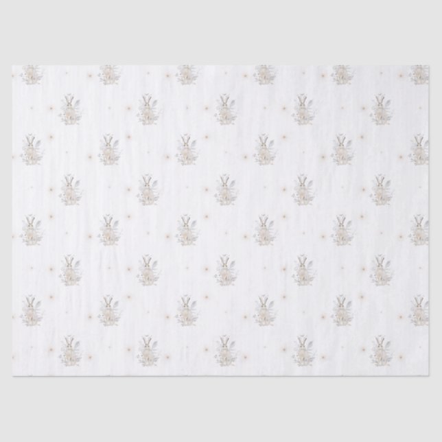 Winterhase mit Winter Florals Seidenpapier (Vorderseite)