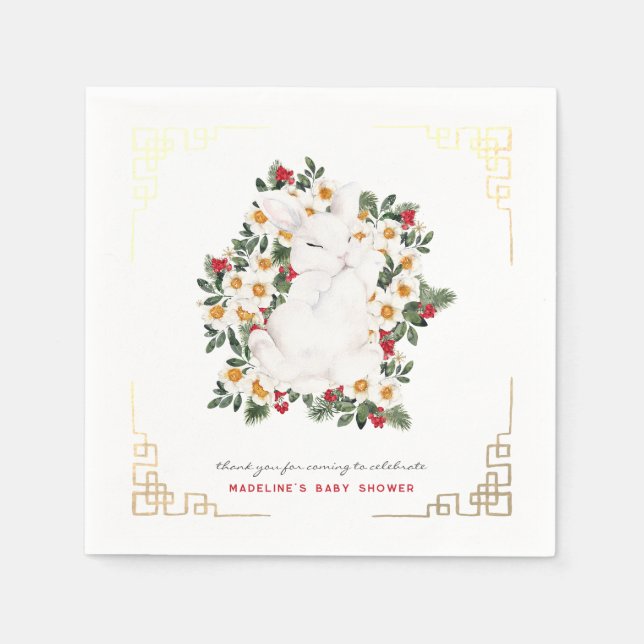 Winterhasen | Babydusche Napkins Serviette (Vorderseite)