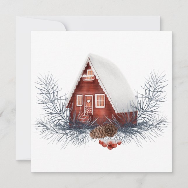 Winterhaus Festive  Karte (Vorderseite)