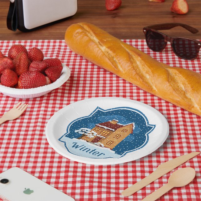 Winterhaus im Schnee Pappteller (Von Creator hochgeladen)